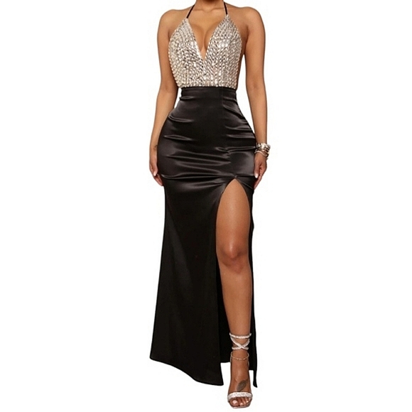 NWT FASHION NOVA diamonds forever embellished maxi dress - Picture 11 of 15